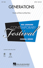 Generations by Kirby Shaw. For Choral (SATB). Contemporary Choral. 12 pages. Published by Hal Leonard.

The unstoppable optimism of choral singing takes center stage with this work that is intended for use with multi-generational ensembles and other festival groups. Boundless energy, a positive and uplifting message and fun to sing, this accessible work will be a concert highlight! Available separately: SATB, SAB, SSA, ShowTrax CD. Combo parts available as a digital download (tpt 1-2, tsx, tbn, gtr, b, dm). Duration: ca. 3:00.

Minimum order 6 copies.