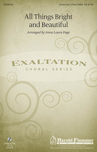 All Things Bright And Beautiful arranged by Anna Laura Page. For Choral (Unison/2-Part Treble). Harold Flammer WorshipSongs Jr. 12 pages. Published by Shawnee Press.

Uses: General

Scripture: Genesis 1; Psalm 104:24-31

This delightful setting of the cherished hymn, All Things Bright and Beautiful, makes a splendid selection for older elementary choirs or any choir of unison or 2-part voices. After singing the familiar ROYAL OAK tune on stanza 1, a new melody spotlights stanza 2. The two melodies join together on stanza 3 in traditional partner-song fashion before concluding with a final restatement of the timeless refrain. Optional flute and finger cymbals sweetly compliment the piano accompaniment during the song's introduction, interludes, and conclusion. Available separately: Unison/2-Part Treble, CelebrationTrax CD. Duration: ca. 3:45.

Minimum order 6 copies.