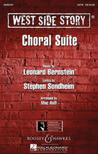 West Side Story ((Choral Suite)). By Leonard Bernstein (1918-1990) and Stephen Sondheim (1930-). Arranged by Mac Huff. For Choral (SATB). Broadway Choral. 60 pages. Hal Leonard #M051481781. Published by Hal Leonard.

The music from Leonard Bernstein's landmark Broadway musical West Side Story has become an important part of our musical heritage. This 20-minute choral suite in four sections offers vivid and emotional contrasts along with some of the most beautiful and beloved melodies the Broadway stage has ever produced. Songs include: Something's Coming; Tonight; Maria; One Hand, One Heart; I Feel Pretty; Cool; America; Somewhere. Available separately, SATB, SAB, 2-Part and ShowTrax CD. Instrumental Parts available as a digital download. Duration ca. 18:00.