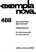 Chiaroscuro. (String Quartet). By Giya Kancheli (Kantscheli). For String Quartet (Score & Parts). Ensemble. Softcover. 28 pages. Sikorski #SIK8688. Published by Sikorski.

Chiaroscuro is a term borrowed from the field of art history. Here it refers to a painting technique developed in the Renaissance and early Baroque which is specifically concerned with contrasts between bright and dark.