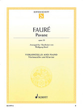 Pavane, Op. 50 (Cello and Piano). By Gabriel Fauré and Gabriel Faur. Arranged by Wolfgang Birtel. For Cello, Piano Accompaniment. String. Softcover. 10 pages. Schott Music #ED09916. Published by Schott Music.

Fauré's well-known romantic, melancholy melody can now be played in arrangements for flute, clarinet, violin, viola, and cello.