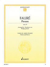 Pavane, Op. 50 (Violin and Piano). By Gabriel Fauré and Gabriel Faur. Arranged by Wolfgang Birtel. For Violin, Piano Accompaniment. String. Softcover. 9 pages. Schott Music #ED09915. Published by Schott Music.

Fauré's well-known romantic, melancholy melody can now be played in arrangements for flute, clarinet, violin, viola, and cello.