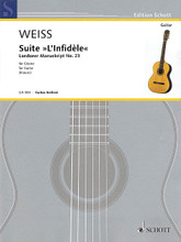 Suite Linfidèle (London Manuscript No. 23 Guitar). By Silvius Leopold Weiss. Edited by Ansgar Krause. For Guitar. Schott. Softcover. 16 pages. Schott Music #GA555. Published by Schott Music.

Silvius Leopold Weiss (1686-1750) is considered to have been the greatest lutenist of the Baroque era. The chief aim of the Suite “Linfidèle” arrangement has been to achieve ease of playing and a style of ornamentation typical of Weiss' music on the guitar.