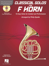 Classical Solos for Horn (15 Easy Solos for Contest and Performance). Arranged by Philip Sparke. For French Horn, Horn (Horn). Instrumental Folio. Grade 1. Book with CD. 16 pages. Published by Anglo Music Press.

This fun and educational set has everything the young student needs for a great first solo experience:

15 easy-level classical melodies, beautifully arranged by Philip Sparke

CD-ROM with Full Performance recordings and Accompaniment Only recordings for each piece

Tempo Adjustment Software for limitless practice options (requires a PC or Mac computer; instructions included)

Piano Accompaniment files in PDF format