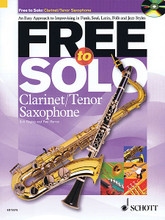 Free to Solo Clarinet or Tenor Sax edited by Paul Harvey and Rob Hughes. For Clarinet, Tenor Saxophone. Schott. Book with CD. 32 pages. Schott Music #ED13375. Published by Schott Music.

This unique publication is designed to be a fun play-along book for students who want to enjoy soloing freely, instead of having to cope with too many scale changes. With interesting heads, and long open sections, the tunes encourage creativity over the inspiring contemporary material. This book is suitable for intermediate students seeking a challenge as well as more advanced players requiring additional material to explore. On the CD there are “minus one” tracks to play along with as well as complete performance versions so that the reader can draw upon different interpretations of the improvised material.