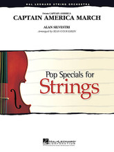 Captain America March by Alan Silvestri. Arranged by Sean O'Loughlin. For String Orchestra (Score & Parts). Pop Specials for Strings. Grade 3-4. Published by Hal Leonard.

Veteran film composer Alan Silvestri (Back to the Future, Forrest Gump, Polar Express) brings a brilliant adventure theme to this year's blockbuster action film, Captain America. Fanfares, bold and contrasting themes, and rhythmic drive make this a distinctive symphonic march.