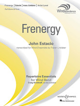 Frenergy (Windependence Series Artist Level). By John Estacio. Edited by Fraser Linklater. For Concert Band (Score & Parts). Boosey & Hawkes Concert Band. Grade 5. Softcover. Published by Boosey & Hawkes.

Commissioned by the Edmonton Symphony Orchestra in 1998, this dynamic work combines “frantic” and “energy” to form the title, speaking volumes to the nature and verve of the character of the music. Following a heart-pounding opening, this brisk piece is comprised of four short melodic ideas tossed from section to section. Enjoying acclaim and prominent performances in the symphonic arena, this work is authentically transcribed by Fraser Linklater and is certain to become an important addition to the repertoire for winds. Dur: 5:00.