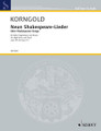 9 Shakespeare Songs, Op. 29 and 31 by Erich Wolfgang Korngold (1897-1957). For Voice (Voice and Piano). Schott. 35 pages. Schott Music #ED7882. Published by Schott Music.

Voice and piano.

Song List:

    Come Away, Death (Korngold)
    O Mistress Mine (Korngold)
    Adieu, Good Man Devil (Korngold)
    Hey, Robin (Korngold)
    For The Rain It Raineth Every Day (Korngold)
    Desdemona's Song (Korngold)
    Under The Greenwood Tree (Korngold)
    Blow, Blow Thou Winter Wind (Korngold)
    When The Birds Do Sing (Korngold)