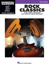 Rock Classics. (Essential Elements Guitar Ensembles Late Beginner Level). By Various. For Guitar. Essential Elements Guitar. Softcover. 32 pages. Published by Hal Leonard.

The songs in Hal Leonard's Essential Elements Guitar Ensemble series are playable by multiple guitars. Each arrangement features the melody (lead), a harmony part, and a bass line. Chord symbols are also provided if you wish to add a rhythm part. For groups with more than three or four guitars, the parts may be doubled. Play all of the parts together, or record some of the parts and play the remaining part along with your recording. All of the songs are printed on two facing pages, so no page turns are required. This series is perfect for classroom guitar ensembles or other group guitar settings.

Includes 15 hits arranged for three or more guitarists: Aqualung • Behind Blue Eyes • Crazy Train • Fly like an Eagle • Free Bird • Hey Jude • Into the Great Wide Open • Low Rider • Maggie May • Oye Como Va • Proud Mary • Smoke on the Water • Start Me Up • We Will Rock You • You Really Got Me.