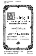 Amor, Io Sento L'alma. (from Madrigali: Six Fire Songs on Italian Renaissance Poems). By Morten Lauridsen (1943-). For Choral (SATB). Peermusic Classical. Softcover. 6 pages. Peermusic #61651-121. Published by Peermusic.

Madrigals by the Renaissance composer Monteverdi provided the inspiration for my own Madrigali. Symbolic images of flames, burning and fire recur often in Italian love poems from this era and my cycle on texts employing this fire motive blends stylistic musical features of the period (word painting, modality, bold harmonic shifts, intricate counterpoint, augenmusik, etc.) within a contemporary compositional idiom. The music emanates from a single, primal sonority (the “Fire-Chord”) which opens the piece and is found extensively throughout all six movements in myriad forms and manipulations, providing motivic unity to complement the poetic. This cycle of madrigals has been designated an American Choral Masterpiece by the National Endowment for the Arts.

--Morten Lauridsen.

Minimum order 6 copies.