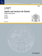 Apres une lecture de Dante. (Organ). By Franz Liszt (1811-1886). Arranged by Helmut Deutsch. For Organ. Schott. Softcover. 56 pages. Schott Music #ED21091. Published by Schott Music.

An advanced arrangement of the piano fantasia.