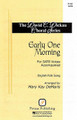 Early One Morning arranged by Mary Kay DeMaris. For Choral (SATB). Pavane Choral. 8 pages. Pavane Publishing #P1405. Published by Pavane Publishing.

Selected for the David Dickau Signature Series, this love song opens with touches of counterpoint this English folk song before moving into the familiar refrain. The balance of accompaniment and a cappella moments make this an excellent work for developing balance and blend.

Minimum order 6 copies.