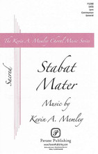 Stabat Mater by Kevin Memley. For Choral (SATB). Pavane Choral. 12 pages. Pavane Publishing #P1398. Published by Pavane Publishing.

Four-part, a cappella voices sing in counterpoint and in chorus with tender and compelling harmonies in this stirring Stabat Mater setting. The dramatic and emotional imagery is richly portrayed through word-painting and dynamic contrast.

Minimum order 6 copies.