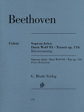 Soprano Arias - Duet WoO 93 - Trio, Op. 116 (Soprano, Tenor, Bass, and Piano Reduction). By Ludwig van Beethoven (1770-1827). Edited by Ernst Herttrich. For Bass, Tenor, Soprano, Piano Accompaniment. Henle Music Folios. Softcover. 96 pages. G. Henle #HN970. Published by G. Henle.

Duet WoO 93, Trio, Op. 116, “Ah! perfido,” Op. 65, and other unknown treasures such as “No, non turbarti” - “Ma tu tremi, o mio tesoro?,” a scene and aria which Beethoven revised several times. The last version of the aria is made available for musicians for the first time. Based on the Beethoven Complete Edition.