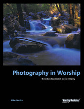 Photography in Worship. (The Art and Science of Iconic Imagery). Worship Musician Presents. Softcover. 196 pages. Published by Hal Leonard.

The ability to take a photograph – to stop a moment in time – is a very powerful act in and of itself. When this skill is used in the creation of imagery in support of worship, or even as an act of worship, it can be truly breathtaking. A great photograph can make a point or elicit an emotion in ways nothing else can, but what makes a truly great photograph? It's not the camera! Ansel Adams said, “The single most important component of a camera is the twelve inches behind it.” In other words...you. Cameras and technology have made incredible advances through the years, but the basic elements of photography haven't changed for over a century. Great cameras do not make great photographers any more than great guitars make great guitarists. You have to learn how to “play”!