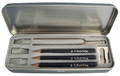 Writing Set with Tuning Fork. Henle Complete Edition. General Merchandise. G. Henle #HN8001. Published by G. Henle.

Metal box, 145 x 50 x 15 mm, with 3 short pencils, 3 erasers, 1 sharpener and 1 tuning fork.