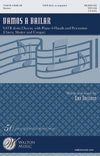 Vamos a Bailar by Dan Davison. For Choral (SATB Divisi). Walton Choral. 24 pages. Walton Music #WW1458. Published by Walton Music.

Let's dance! Youthful excitement colors this Latin-flavored piece commissioned by ACDA. With fingersnaps, handswiches and footstamps, it features fun musical interaction between girls and boys and offers many chances for interplay on stage. The accessible Spanish singing text comes with an English subtext. Piano and Percussion (claves and congas or shaker) score and parts available separately. Duration: ca. 3:30.

Minimum order 6 copies.