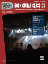 Rock Guitar Classics. (Easy Guitar Play-Along). By Various. For Guitar. Book; CD; Guitar Method or Supplement; Guitar TAB; Play-Along; Solo Guitar TAB (EZ/Int). Easy Guitar. Rock. Softcover with CD. Guitar tablature. 64 pages. Hal Leonard #34869. Published by Hal Leonard.

The Easy Guitar Play-Along Series has everything you need to play your favorite songs and sound like a pro! These full-tab arrangements sound just like the artists' recordings. Listen to the demo tracks featuring full vocals then jam with a professional studio backup band on the play-along MP3s. Plus, load the CD into your CD-ROM driver and use our TNT software to slow down tracks, loop sections for practice, easily switch between full and minus-guitar versions, and even change keys! All your favorite modern rock “off the record” guitar parts arranged to be easily playable. Includes professionally recorded play-along/demonstration tracks with vocals. This edition features: Baby I'm Gonna Leave You • Bad to the Bone • Feel Like Makin' Love • Honky Tonk Woman • Jessica • Stairway toHeaven • Stay with Me • Summertime Blues • White Room • Wild Night.