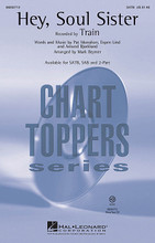 Hey, Soul Sister by Train. Arranged by Mark A. Brymer. For Choral (SATB). Pop Choral Series. 12 pages. Published by Hal Leonard.

The pop group Train soared to the top of the charts in 2010 with this sweet, melodic song that features ukulele accompaniment. The song has a totally unique feel to it that will really have your audience grooving along by the time you reach the catchy chorus! Available separately: SATB, SAB, 2-Part, ShowTrax CD. Duration: ca. 3:40.

Minimum order 6 copies.