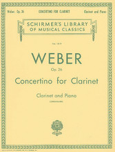 Concertino for Clarinet, Op. 26 (Clarinet and Piano). By Carl Maria von Weber (1786-1826). Edited by Arthur H. Christmann. For Clarinet, Piano (Clarinet). Woodwind Solo. Classical Period. Difficulty: difficult. Clarinet solo single. Solo part, piano reduction, introductory text and performance notes. 16 pages. G. Schirmer #LB1819. Published by G. Schirmer.
Product,57897,Jorgen Bentzon: Theme And Variations For Solo Clarinet Op. 14"