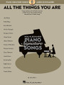 All the Things You Are. (Transcriptions and In-Depth Analysis of Solos by 15 Jazz Greats Playing Jerome Kern's Classic Song). By Jerome Kern. For Piano. Signature Songs. Softcover with CD. 66 pages. Published by Hal Leonard.

This book offers an in-depth analysis of how a variety of jazz musicians have handled the Jerome Kern standard “All the Things You Are.” Artists include Oscar Peterson * André Previn * Ahmad Jamal * Hampton Hawes * Ralph Sharon * Dave Brubeck * Phineas Newborn Jr. * Marian McPartland * and many more. The book includes details and transcriptions of key passages from each artist's version, along with references to the specific recording being discussed. The CD includes sound-alike examples of each of the passages to aid in the study and analysis. This unique book/CD pack will be of interest to jazz fans and historians as well as to musicians!