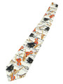 "This snazzy Instrument Tie is sure to grab the eye! The neck tie features Grand pianos, Saxophones, and violins on top of sheet music with a white background. This neck tie is sure to please any music fan!" 