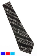 "One of the most popular ties we've ever offered; white sheet music on a choice of black, blue, maroon, or red background. Beauty in its simplicity for all musicians and music lovers. Hand-made." 