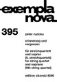 Erinnerung und Vergessen (Memory and Forgetting). (String Quartet and Soprano (6th String Quartet) Score and Parts). By Peter Ruzicka. For String Quartet, Soprano (Score & Parts). String. Book only. 88 pages. Sikorski #SIK8595. Published by Sikorski.