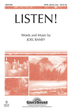 Listen! by Joel Raney. For Choral (SATB, CLARINET & PERCUSSION). Glory Sound. 16 pages. Published by GlorySound.

Uses: Advent, Christmas

Scripture: Psalm 5:3; I Corinthians 2:9; Luke 1:28-80

This is a stunning new Christmas declaration that is destined for the bestseller list. Full of theatrical gestures this engaging piece is instantly endearing and the message is a joyful addition to Christmas or post-Christmas programming. This anthem is really unique and a pleasant change from sleepy manger cradle songs. Available: SATB, clarinet, perc.; LiteTrax CD. Duration: ca. 2:50.

Minimum order 6 copies.