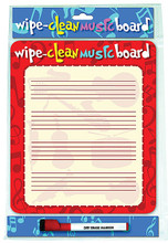 Wipe Clean Music Board. (Portrait Edition). For Piano/Keyboard. Music Sales America. 1 pages. Chester Music #CH73876. Published by Chester Music.

The Wipe Clean Music Board is a handy new tool for young musicians. Students can practice writing melodies, rhythms, notes and clefs, and rub it out if they go wrong! One side has a stave printed on, and the other side is blank. These colourful boards are a fun way to practice notation, whether in a group lesson or in one-to-one tuition. Includes a wipe-clean music pen, with an eraser on the end.