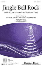 Jingle-Bell Rock ((with Rockin' Around the Christmas Tree)). By Jim Boothe, Joe Beal, and Johnny Marks. Arranged by Douglas E. Wagner. For Choral (SATB). Choral. 8 pages. Published by Shawnee Press.

Douglas Wagner cleverly pairs Jingle-Bell Rock, first released in 1957, with Rockin' Around the Christmas Tree, written by Johnny Marks and made famous by Brenda Lee. Available with an optional band accompaniment that can also be played as an independent band piece; this choral gem generates holiday magic for kids and adults. Available separately: SATB, 3-part mixed, 2-part, Digital Band Arrangement, StudioTrax CD. Duration: ca. 2:10.

Minimum order 6 copies.