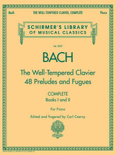 The Well-Tempered Clavier, Complete (Schirmer Library of Musical Classics, Volume 2057). By Johann Sebastian Bach (1685-1750). Edited by Carl Czerny. For Piano. Piano Collection. SMP Level 10 (Advanced). 256 pages. G. Schirmer #LB2057. Published by G. Schirmer.

This new volume in Schirmer's Library of Musical Classics brings together Books I and II of Bach's classic repertoire at an affordable price.

About SMP Level 10 (Advanced) 

Very advanced level, very difficult note reading, frequent time signature changes, virtuosic level technical facility needed.