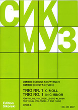 Trio No. 1, Op. 8. (Score and Parts). By Dmitri Shostakovich (1906-1975). For Cello, Piano, Violin, Piano Trio. Ensemble. 48 pages. Sikorski #SIK2337. Published by Sikorski.