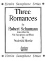 Three (3) Romances. (Woodwind Solos & Ensemble/Alto Saxophone And Piano). By Robert Schumann. Alto Sax. Woodwind Solos & Ensembles - Alto Saxophone. Southern Music. Classical Period. Grade 5. Set of performance parts. 23 pages. Southern Music Company #ST38. Published by Southern Music Company.

Adapted for saxophone by master teacher Frederick Hemke, these three Robert Schumann pieces provide the perfect showcase for the saxophone player.