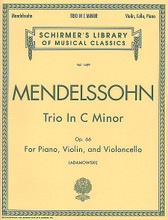 Trio in C Minor, Op. 66 (Score and Parts). By Felix Bartholdy Mendelssohn (1809-1847). Edited by Joseph Adamowski. For Cello, Piano, Violin, Piano Trio. Ensemble. 72 pages. G. Schirmer #LB1459. Published by G. Schirmer