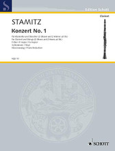 Concerto No. 1 in F Major (Clarinet and Piano). By Carl Stamitz (1745-1801). Arranged by Helmut May. For Clarinet, Piano. Klarinetten-Bibliothek (Clarinet Library). Piano Reduction with Solo Part. 65 pages. Schott Music #KLB10. Published by Schott Music.