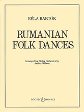 Rumanian Folk Dances (Score and Parts). By Bela Bartok (1881-1945) and B. Arranged by Arthur Willner. For Orchestra, Strings (Score & Parts). Boosey & Hawkes Orchestra. Boosey & Hawkes #M051700417. Published by Boosey & Hawkes.

String Orchestra Set contains full score and string parts: 8-8-6-6-6.