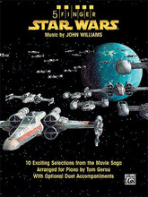 Star Wars (10 Exciting Selections from the Movie Saga Arranged for Piano with Optional Duet Accompaniments). By John Williams. Arranged by Tom Gerou. For Piano/Keyboard. Piano Collection; Piano Supplemental. Five Finger Piano Songbook. Children; Movie. Book only. 32 pages. Alfred Music Publishing #31880. Published by Alfred Music Publishing.