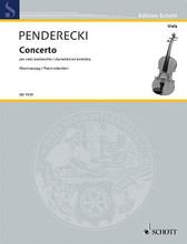 Concerto. (Viola (or Cello) and Piano). By Krzysztof Penderecki (1933-). For viola and piano. Schott. Piano Reduction with Solo Part. 68 pages. Schott Music #ED7519. Published by Schott Music.