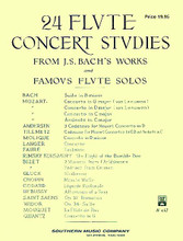 Twenty-Four (24) Flute Concert Studies. (Works by Bach, Mozart, and many others). By Johann Sebastian Bach (1685-1750) and Various. For Flute. Woodwind Solos & Ensembles - Flute Studies. Southern Music. Classical. Collection. 160 pages. Southern Music Company #B432. Published by Southern Music Company.

This extraordinary flute repertoire collection is an extraordinary value for the serious flue player/student. In addition to the studies based on the works of Johann Sebastian Bach, it includes the following flue repertoire (flue solo parts only): Bach – Suite in B Minor * Mozart – Concerto in D, K. 314 * Debussy – L'apres-midi d'un faune * Faure – Fantaisie, Op. 79 * Bizet – Entr'act of Act III of Carmen * Rimsky-Korsakoff – Flight of the Bumble Bee * Chopin – Minute Waltz * Saint-Saens – Romance, Op. 37 * Ravel – Pavane pour une infante defunte * and more.