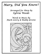 Mary, Did You Know? (Arranged for Harp). Arranged by Sylvia Woods. For Harp. Harp. Softcover. 6 pages. Published by Hal Leonard.

This sheet music includes two complete arrangements of the popular contemporary Christian Christmas song, Mary, Did You Know? Both 3-page versions are essentially the same, except that the advanced beginner version has only 1 lever (or pedal) change, while the intermediate one has more extensive changes. Both are in the key of G, with D# accidental(s). Feel free to “mix and match” the versions to meet your own abilities. The two versions can also be played together as a duet. Fingerings, chord symbols, and lyrics are included in the music. Add this lovely, meditative song to your Christmas repertoire.