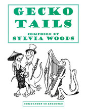 Gecko Tails. (Book/CD Pack). By Sylvia Woods. For Harp. Harp. Softcover. 32 pages. Published by Hal Leonard.

This suite of five original, whimsical compositions by Sylvia Woods was inspired by the cute little geckos that live in most of the houses of Hawaii. With their suction-cup toes, these symbols of good luck climb the walls and dance across the ceiling. Includes: Sticky Toes * View from the Ceiling * Dancing in the Waterfalls * Tropical Dreams * and The Gecko Stroll. The pieces are for intermediate harp players, and fingerings are included. There are no lever changes in the middle of any of the pieces. The book is 32 pages. The enclosed companion CD included the entire 12-minute suite.