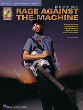 Best of Rage Against the Machine by Rage Against The Machine. For Guitar. Hal Leonard Guitar Signature Licks. Alternative Rock and Instructional. Instructional book (song excerpts only) and examples CD. Guitar tablature, standard notation, vocal melody, lyrics, chord names, guitar notation legend, instructional text, performance notes and introductory text. 72 pages. Published by Hal Leonard.

Guitarist Tom Morello's groove-heavy riffs fuel the rhythmic fire of this angry, politically active funk-rap metal band. In this cool new book/CD pack, Troy Stetina provides a step-by-step breakdown of Tom's unique styles and techniques through a hands-on analysis of a dozen of RATM's best songs, from their self-titled album, Evil Empire and The Battle of Los Angeles. The CD features full-band examples plus slow guitar demos, and the book also includes an introduction, photos, and notes on the songs and tunings.
