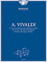 Vivaldi - Concerto in D for Flute, Strings and Basso Continuo Op. 10 No. 3, RV 428 Il Gardellino by Antonio Vivaldi (1678-1741). For Flute (Flute). Dowani Book/CD. Play Along. Softcover with CD. 27 pages. Dowani International #DOW5503. Published by Dowani International.

Dowani 3 Tempi Play Along is an effective and time-tested method of practicing that offers more than conventional play-long editions. Dowani 3 Tempi Play Along enables you to learn a work systematically and with accompaniment at different tempi.

The first thing you hear on the CD is the concert version in a first-class recording with solo instrument and orchestral, continuo, or piano accompaniment. Then the piano or harpsichord accompaniment follows in slow and medium tempo for practice purposes with the solo instrument heard softly in the background at a slow tempo.