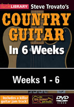 Steve Trovato's Country Guitar in 6 Weeks. (Complete Set (6 DVDs)). By Steve Trovato. For Guitar. Lick Library. DVD. Lick Library #RDR0408. Published by Lick Library.

This course is designed to focus your practice towards realistic goals achievable in six weeks. Each week provides you with techniques, concepts and licks to help you play and understand country soloing at a manageable pace. If you have been frustrated or intimidated by other educational material this course is for you. Lessons by Steve Trovato.
