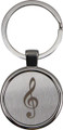 Keychain, round in satin and chrome, with G-Clef engraved design. 