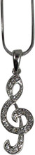 Necklace with an extra large G-Clef in rhinestones. 