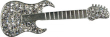 Large Electric Guitar Rhinestone Brooch with clear stones. 
