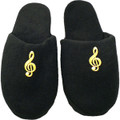 This plush slipper will keep your feet warm on those cold nights. This black slipper has an embroidered G-Clef on the front. Get a pair today. 