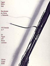 Fantasia No. 8 in F Major (Bassoon with Piano Accompaniment). By Bartolome de Selma y Salaverde (1638-) and Bartolom. Arranged by Marcario Santiago Kastner. For Bassoon, Piano (Bassoon). Fagott-Bibliothek (Bassoon Library). 13 pages. Schott Music #FAG8. Published by Schott Music.